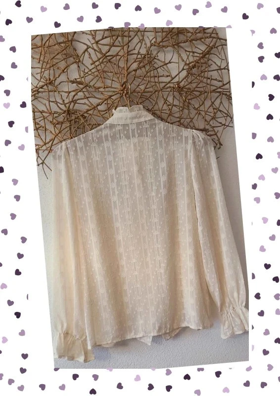 Blusa crema con volantes – Encaje elaborado – S – Golden Live – photo 5